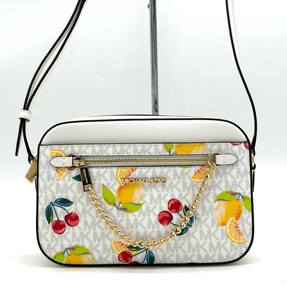 Michael Kors Large EW Zip Chain Xbody Crossbody Bag Optic White - Picture 2 of 12